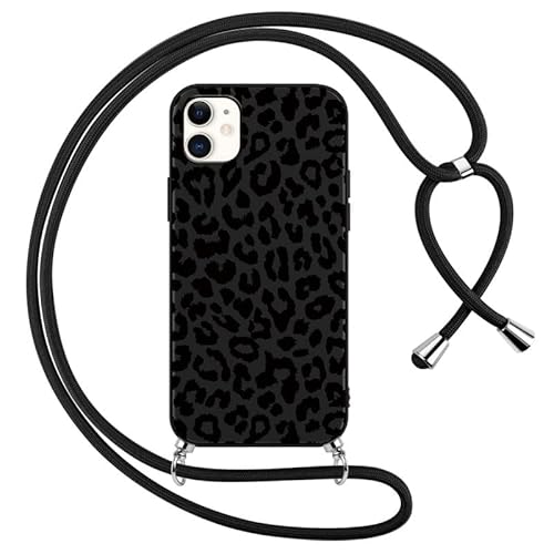 Foonary Handykette Hülle mit Kette für Apple iPhone 11 6,1" Handyhülle, Leopard Design Band Necklace Case mit Kordel zum Umhängen Silikon Bumper Kratzfest Schutzhülle Cover Schnur für iPhone 11 von Foonary