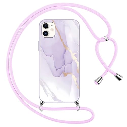 Foonary Handykette Hülle mit Kette für Apple iPhone 11 6,1" Handyhülle, Marmor Design Band Necklace Case mit Kordel zum Umhängen Silikon Bumper Kratzfest Schutzhülle Cover Schnur für iPhone 11 von Foonary