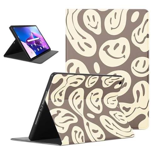Foonary Hülle für Lenovo Tab M10 Plus 3rd Gen 2022 10,6", Aesthetic Ultra Dünn Leicht Tablet Schutzhülle mit Standfunktion TPU Rücken PU Leder Stoßfeste Case Cover für Tab M10 Plus 3rd Gen, Smile von Foonary