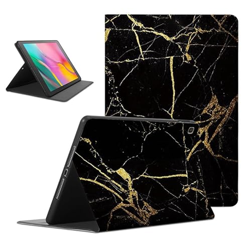 Foonary Hülle für Samsung Galaxy Tab A 10,1" 2019, Aesthetic Ultra Dünn Leicht Tablet Schutzhülle mit Standfunktion PU Leder Stoßfeste Case Cover für Tab A 2019 SM-T510/SM-T515, Schwarz Marmor von Foonary