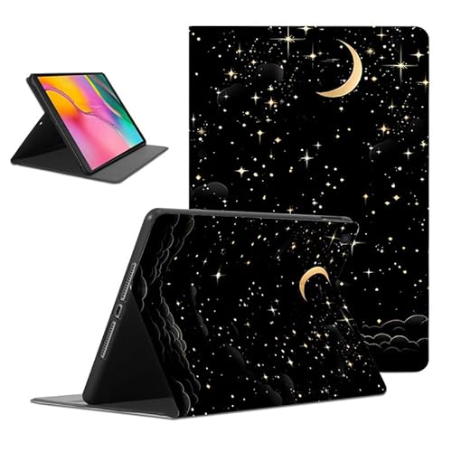 Foonary Hülle für Samsung Galaxy Tab A 10,1" 2019, Aesthetic Ultra Dünn Leicht Tablet Schutzhülle mit Standfunktion TPU Rücken PU Leder Stoßfeste Case Cover für Tab A 2019 SM-T510/SM-T515, Stern Wolke von Foonary