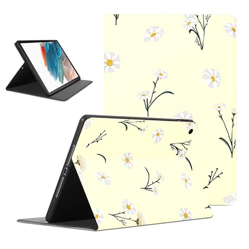 Foonary Hülle für Samsung Galaxy Tab A8 (SM-X200/X205/X207) 10,5", Aesthetic Ultra Dünn Leicht Tablet Schutzhülle mit Standfunktion PU Leder Stoßfeste TPU Case Cover für Tab A8, Gänseblümchen von Foonary