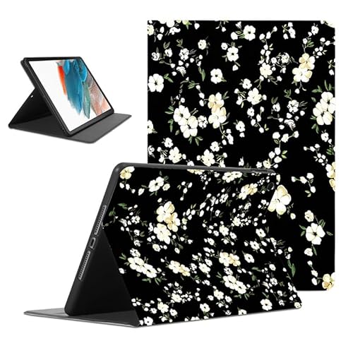 Foonary Hülle für Samsung Galaxy Tab A8 (SM-X200/X205/X207) 10,5", Ultra Dünn Tablet Schutzhülle mit Standfunktion PU Leder Stoßfeste Aesthetic Case Cover für Tab A8 (SM-X200/X205/X207), Blumen 1 von Foonary