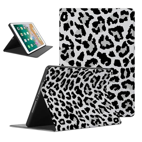 Foonary Hülle für iPad 9,7" 2018/2017(6/5 Generation), Aesthetic Ultra Dünn Leicht Tablet Schutzhülle mit Standfunktion TPU Rücken PU Leder Stoßfeste Case Cover für iPad 9,7" 2018/2017, Leopard 1 von Foonary