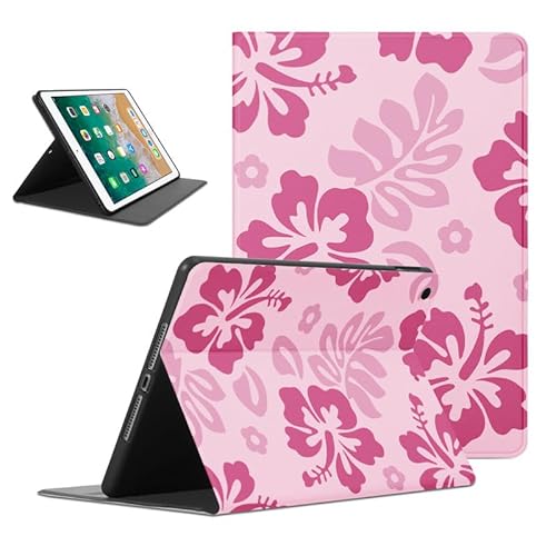 Foonary Hülle für iPad 9,7" 2018/2017(6/5 Generation), Aesthetic Ultra Dünn Leicht Tablet Schutzhülle mit Standfunktion TPU Rücken PU Leder Stoßfeste Case Cover für iPad 9,7" 2018/2017, Rosa Blumen von Foonary