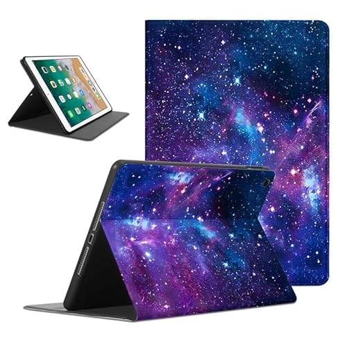 Foonary Hülle für iPad 9,7" 2018/2017(6./5.Generation), Ultra Dünn Tablet Schutzhülle mit Standfunktion PU Leder Stoßfeste Aesthetic Case Cover für iPad 9.7" 2018/2017(6./5.Gen), Blau Universum von Foonary