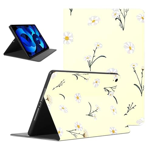 Foonary Hülle für iPad Air 5th Generation(2022)/ iPad Air 4th Generation(2020) 10,9", Aesthetic Ultra Dünn Leicht Tablet Schutzhülle mit Standfunktion PU Leder Stoßfeste TPU Case Cover, Gänseblümchen von Foonary