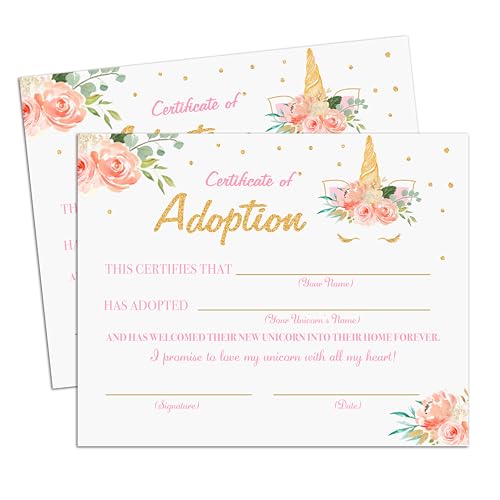 Einhorn-Adoptionszertifikat, Adoptieren Sie ein Einhorn-Partygeschenk, Rouge-Rosa, Blumen-Thema, Haustierbescheinigungen für Haustiere, Adoptionsparty-Dekorationen, magisches Geburtstagszubehör, 23 Einhorn-Adoptionszertifikat, Adoptieren Sie ein Einhorn-Partygeschenk, Rouge-Rosa, Blumen-Thema, Haustierbescheinigungen für Haustiere, Adoptionsparty-Dekorationen, magisches Geburtstagszubehör, 23 von Foosproea