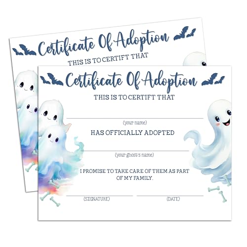 Halloween-Geister-Adoptionszertifikat, Adoptieren Sie ein Geister-Partygeschenk, Haustier-Adoptionszertifikate, gruselige Adoptionsparty-Dekorationen, Halloween-Zubehör, 24 Stück Halloween-Geister-Adoptionszertifikat, Adoptieren Sie ein Geister-Partygeschenk, Haustier-Adoptionszertifikate, gruselige Adoptionsparty-Dekorationen, Halloween-Zubehör, 24 Stück von Foosproea