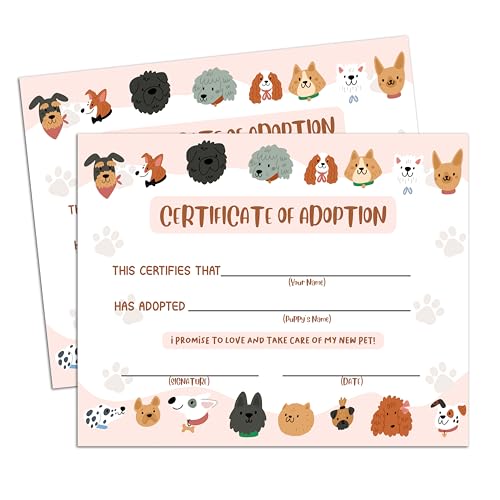 Hunde-Adoptionszertifikat, Adoptierungszertifikat, Adoptierungszertifikate, Party-Dekorationen, Welpengeburtstagsbedarf, 21 Stück Hunde-Adoptionszertifikat, Adoptierungszertifikat, Adoptierungszertifikate, Party-Dekorationen, Welpengeburtstagsbedarf, 21 Stück von Foosproea