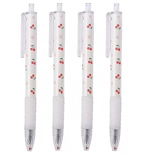 4 Pcs Niedliche Kirsche Presse Gel Stift Rollerball Stift 0,5 Mm Schwarzer Tinte Zum Schreiben Von Journaling Notes School Office Home Home von Fopytu