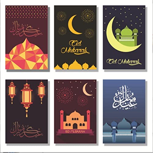 Eid Mubarak-karten, 6 Pcs Islamische Muslimische Ramadan-grußkarten, Happy Eid -fitr Eid -adha Geschenkekarten Für Eid Mubarak Dekorationen von Fopytu