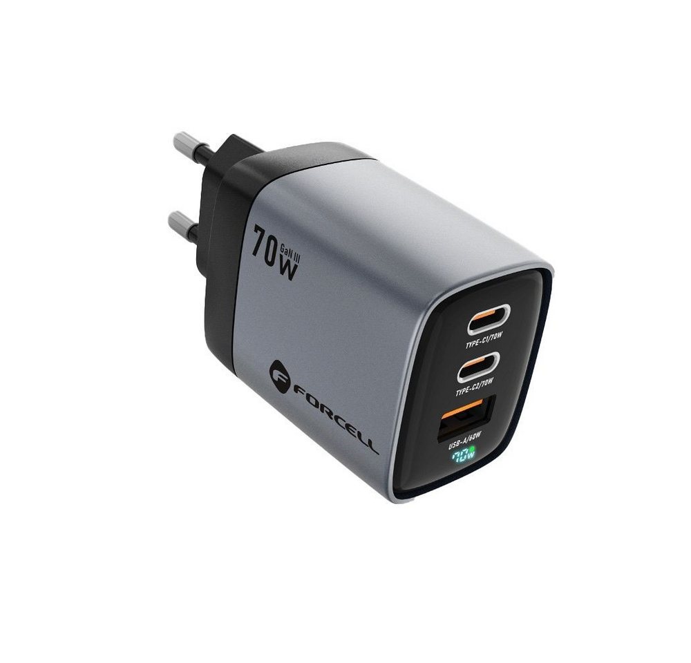 Forcell FORCELL F-ENERGY GaN III VT-37 70W Ladegerät mit LCD, 2x USB-C, USB-A USB-Ladegerät Forcell FORCELL F-ENERGY GaN III VT-37 70W Ladegerät mit LCD, 2x USB-C, USB-A USB-Ladegerät von Forcell