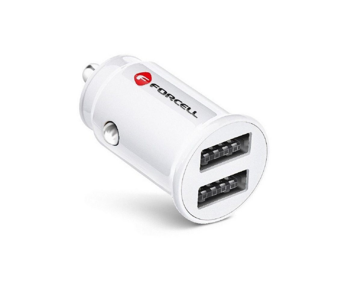 Forcell KFZ-Ladegerät Auto-Ladegerät Mini 2x USB-Anschluss 3,1A Weiß Smartphone-Ladegerät von Forcell