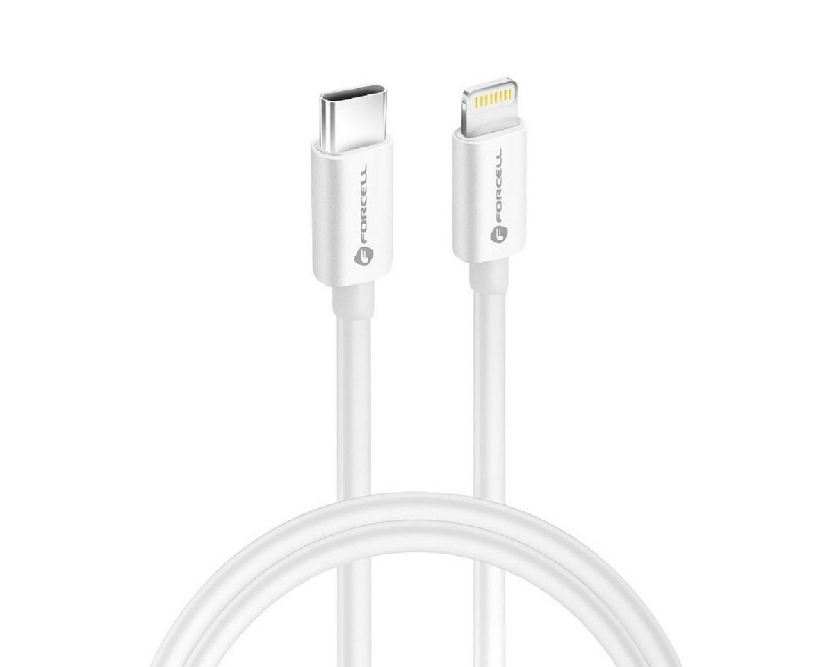 Forcell Kabel Typ C zu iPhone-Anschluss 8-polig MFi 3A/9V 30W (Max) 1m weiß Smartphone-Kabel von Forcell