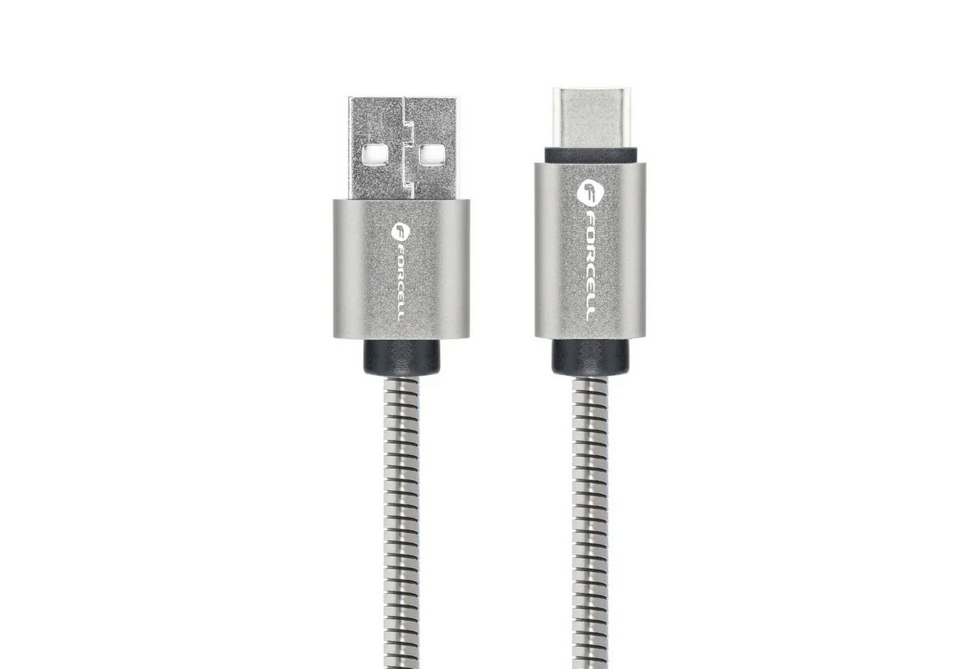 Forcell Ladekabel USB-Kabel auf Typ C 2.0 2,4 A Metall C234 1 m Silber Smartphone-Kabel Forcell Ladekabel USB-Kabel auf Typ C 2.0 2,4 A Metall C234 1 m Silber Smartphone-Kabel von Forcell