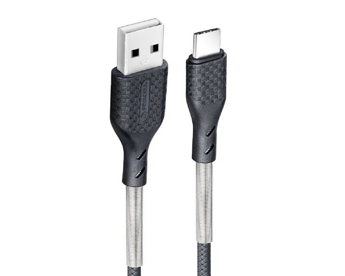 Forcell Ladekabel USB zu Typ C 2.0 2,4A CB-02A zum Aufladen Schwarz 1 Meter Smartphone-Kabel von Forcell