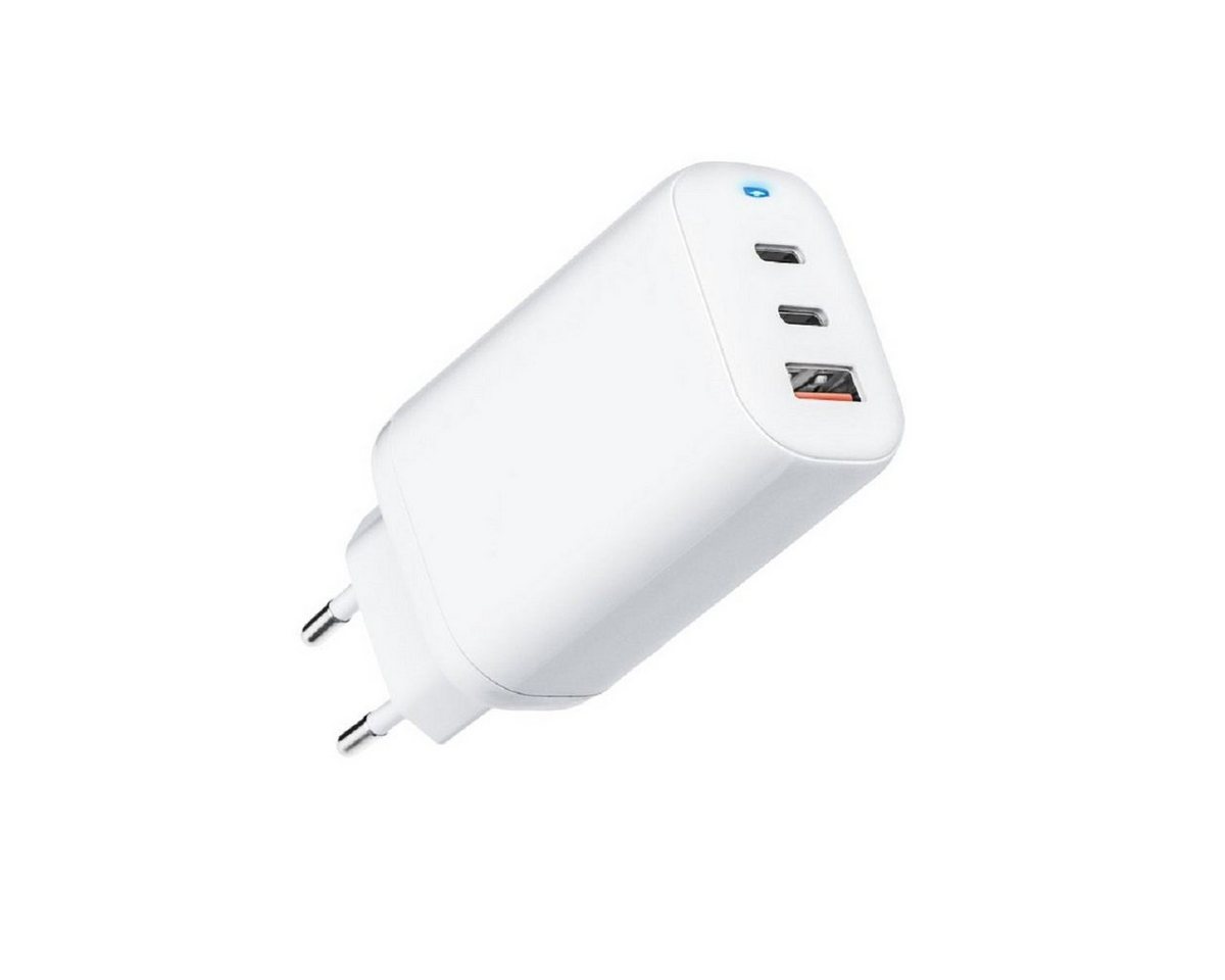 Forcell Reiseladegerät GaN 65W mit 2x USB Typ C Buchse, 1x USB A - 3A Smartphone-Ladegerät von Forcell