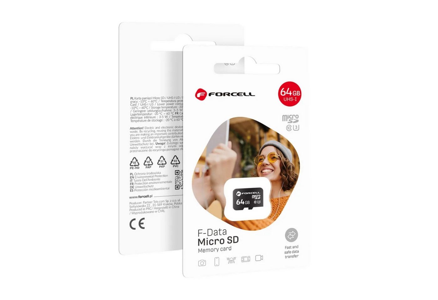 Forcell UHS-I U3 Geschwindigkeitsklasse 10 Micro-SD Karte Speicherkarte (64 GB) von Forcell