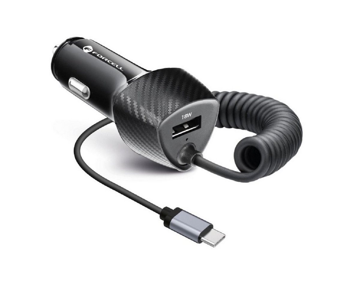 Forcell USB KFZ-Ladegerät QC 3.0 18W + Kabel Typ C 3.0 PD20W (Total 38W) Smartphone-Ladegerät von Forcell