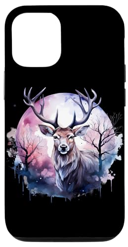 Hülle für iPhone 14 Pro Hirschlandschaft Splash Motiv Tierliebhaber Wald Wildtiere von Forest Animal Art