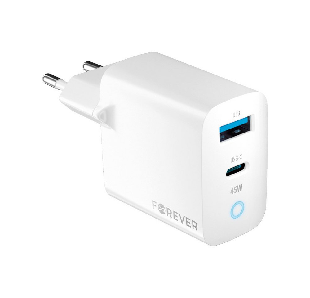 Forever 45W GaN PD QC Ladegerät 1x USB-C 1x USB Smartphone-Ladegerät von Forever
