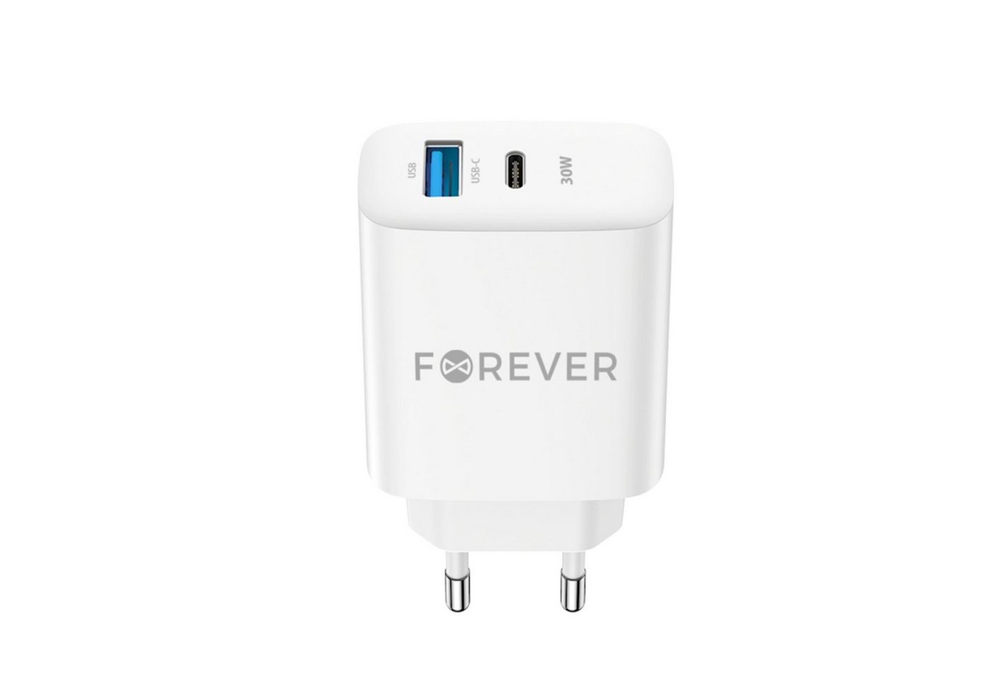 Forever Forever TC-07-30AC PD QC Ladegerät 1x USB-C 1x USB 30W weiß Smartphone-Ladegerät (1-tlg) von Forever