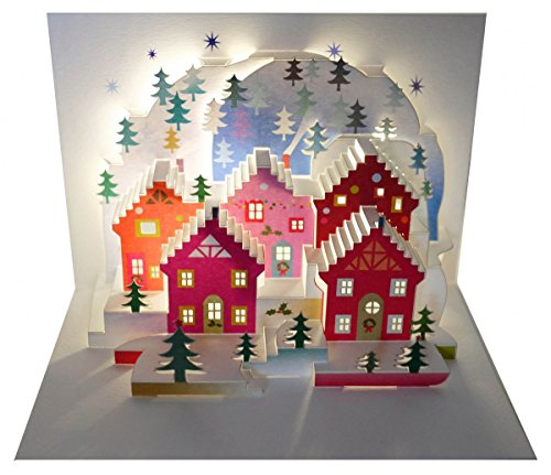 WE Pop Up 3D Karte Weihnachten Advent Grußkarte Weihnachtsstadt mit Tannen 16x11cm von Forever