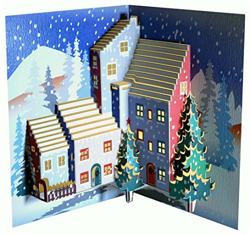 WE Pop Up 3D Karte Weihnachten Grußkarte Tannen im Schnee Häusern 16x11cm von Forever