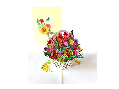 Pop-Up-Geburtstagskarte, ForeverGiving 3D Blumenkorb, handgefertigte Grußkarten für Mutter, Oma, Ehefrau, Ehemann – Geburtstagskarten für Frauen und Männer, ideale Hochzeit, Jahrestag und alle Anlässe von ForeverGiving