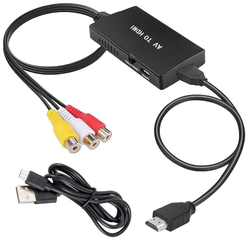 Foreverup RCA auf HDMI Konverter 1080P AV zu HDMI Adapter PAL/NTSC Kompatibel mit WII/WII U/PS one/PS2/PS3/STB/Xbox/VHS/VCR/Blue-Ray DVD ect von Foreverup