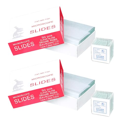 Forhandy 100 Stück Vorgereinigte Mikroskop Objektträger 76x26mm und 200 Stück Deckgläser 18x18mm Microscope Slides Mikroskop Zubehör für Labor Biologie Wissenschaft Studium Forhandy 100 Stück Vorgereinigte Mikroskop Objektträger 76x26mm und 200 Stück Deckgläser 18x18mm Microscope Slides Mikroskop Zubehör für Labor Biologie Wissenschaft Studium von Forhandy