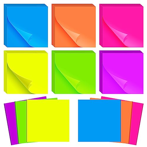 12 Packung Farbige Haftnotizen,Transparente Haftnotizen,600 Blätter Sticky Notes,Bunte Quadratische Sticky Notes,klebezettel,75×75 mm,Selbstklebende Wasserfest,für Büro Zuhause Schule Sitzung von Forhome