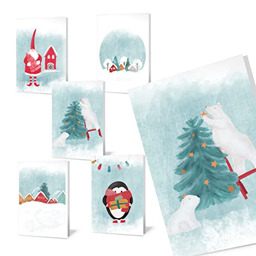 Forletter - 10 Weihnachtskarten aus recyceltem Papier mit Holly Jolly von Forletter