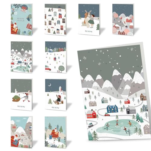 Forletter - Packung mit 10 Weihnachtskarten, 11,5 x 17 cm, Landschaften von Forletter