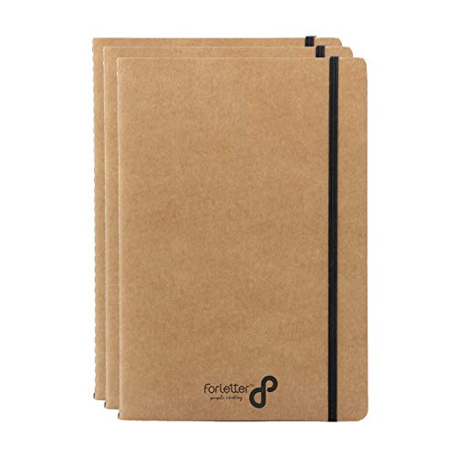 Forletter - Packung mit 3 Notizbüchern aus Kraftpapier - 14,5 cm x 21 cm - Hellbraun von Forletter