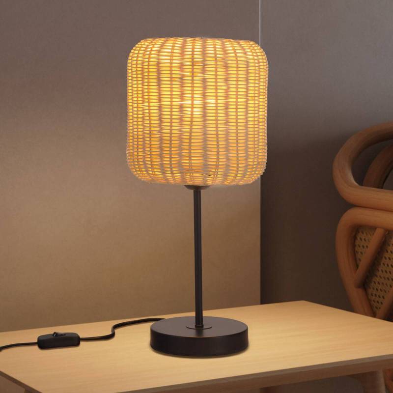 Forlight Tischlampe Cortic, hellbraun, Rattan, Höhe 41,5 cm von Forlight