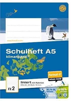 Format-X 060520 20 FX 2 Schulheft A5, liniert mit Rahmen von Format-X