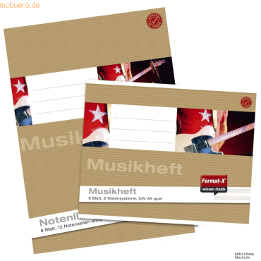 Format-X Notenheft A4 Lineatur 12 mit Hilfslinie 8 Blatt von Format-X