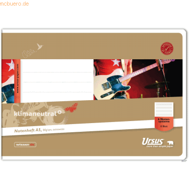 10 x Format-X Notenheft A5q Lineatur 6 ohne Hilfslinie 8 Blatt von Format-X