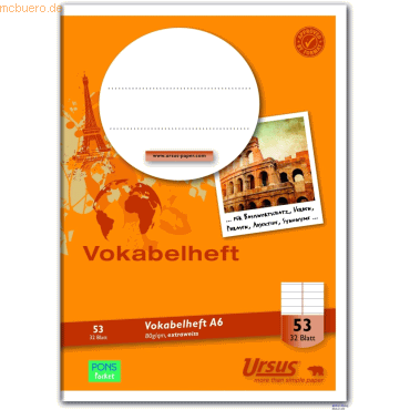 10 x Format-X Vokabelheft A6 liniert mit Mittelstrich 32 Blatt von Format-X