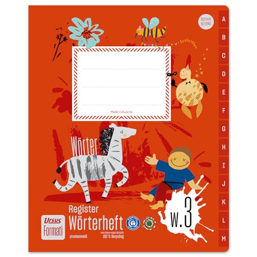 Formati Register-Wörterheft W.3 Quart 40 Blatt 6/6/6 mm liniert mit Mittelstrich aus 100% Recyclingpapier Formati Register-Wörterheft W.3 Quart 40 Blatt 6/6/6 mm liniert mit Mittelstrich aus 100% Recyclingpapier von Formati