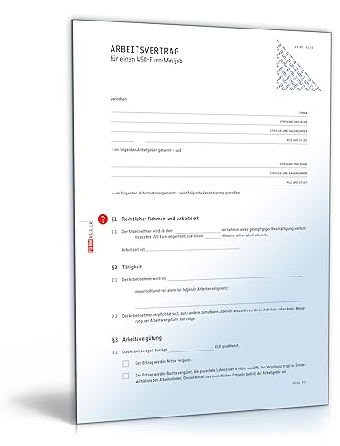 Arbeitsvertrag Minijob (PDF) - Vertrag für 450-Euro-Minijob [Download] von Formblitz AG
