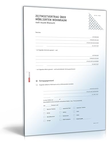 Befristeter Mietvertrag möblierte Wohnung (DOC) [Download] von Formblitz AG