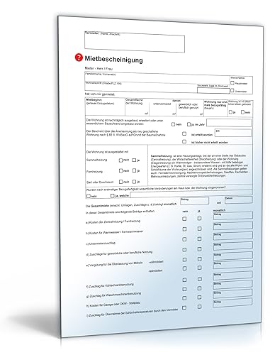 Mietbescheinigung [PDF Download] [Download] von Formblitz AG