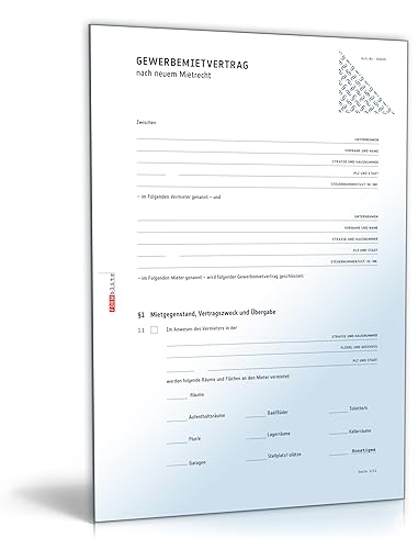 Mietvertrag gewerbliche Räume (PDF) - Gewerbemietvertrag für Räumlichkeiten jeder Art [Download] von Formblitz AG