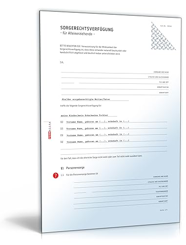 Sorgerechtsverfügung Alleinerziehende PDF Download [Download] von Formblitz AG