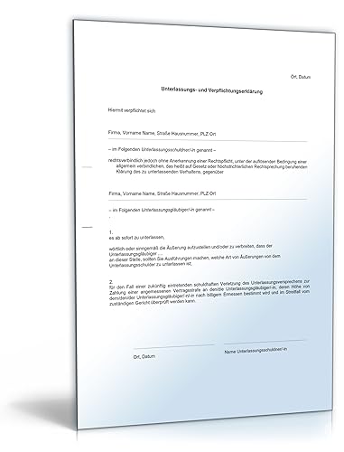 Unterlassungserklärung üble Nachrede [Word Dokument] [Download] von Formblitz AG