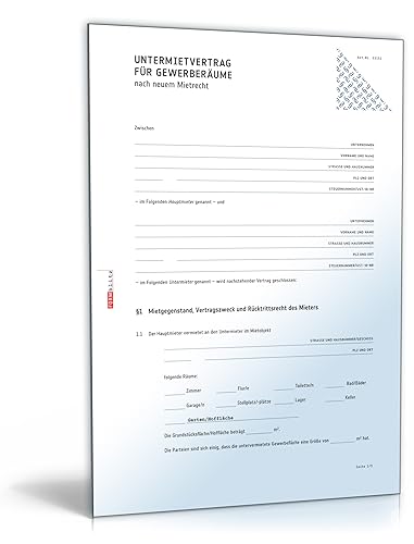 Untermietvertrag Gewerberäume (DOC) [Download] von Formblitz AG