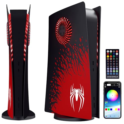 Frontplatte für PS5 Seitenschalenplatten PlayStation 5 Digital Edition Konsole Ersatz Zubehör Case Cover Schwarz Platte Anti-Kratzer Staubschutz Skin Protector Spider mit LEDs Digital Edition Frontplatte für PS5 Seitenschalenplatten PlayStation 5 Digital Edition Konsole Ersatz Zubehör Case Cover Schwarz Platte Anti-Kratzer Staubschutz Skin Protector Spider mit LEDs Digital Edition von FormlessEmpire